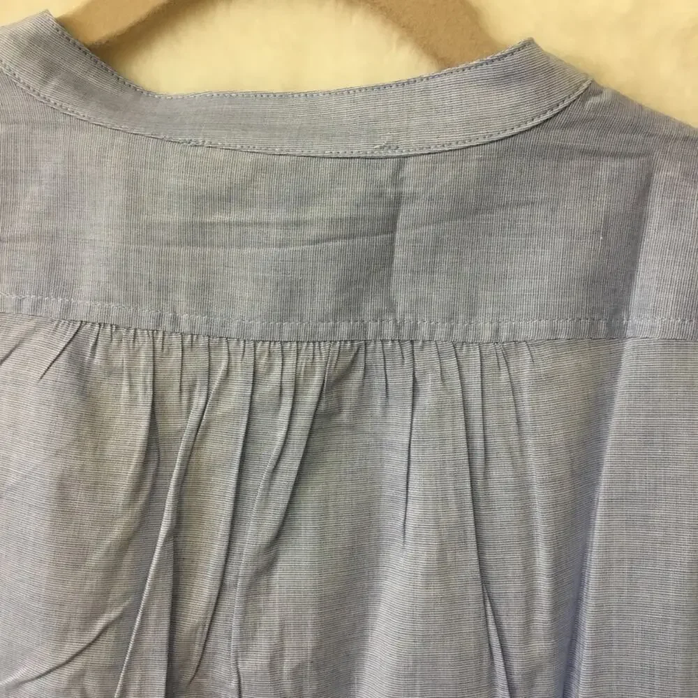 Loft Blue Pintucked Pleated Tunic Shirt - Picture 7 of 11